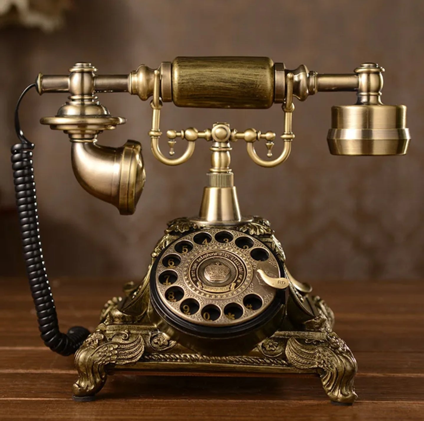 Vintage Gold phone Audio Guest Book, Front