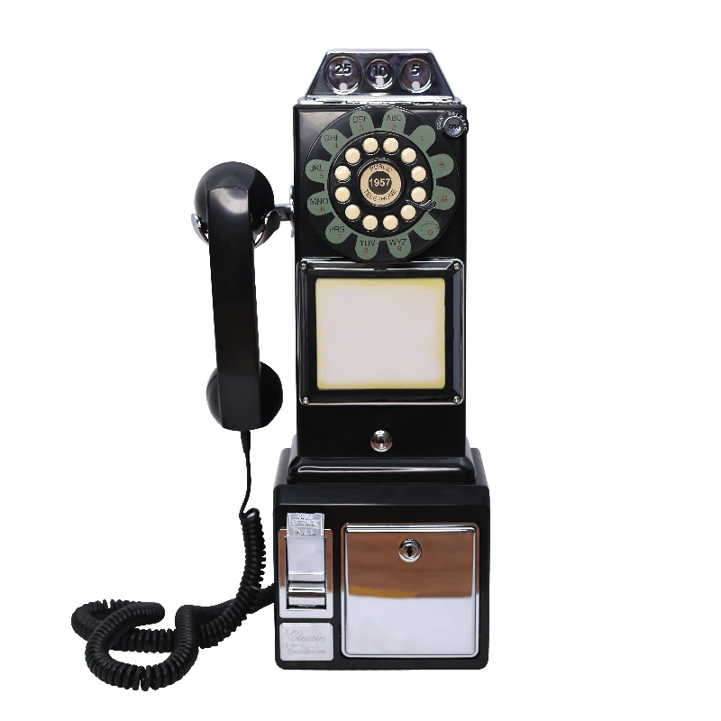Black Grand Retro Phone Audio Guest Book, Front