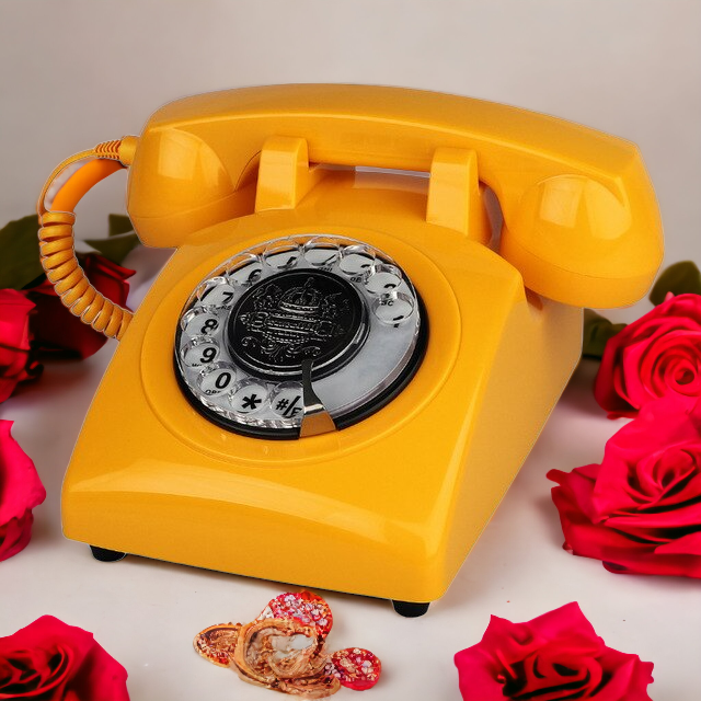 Retro Yellow Phone Audio Guest Book, Front
