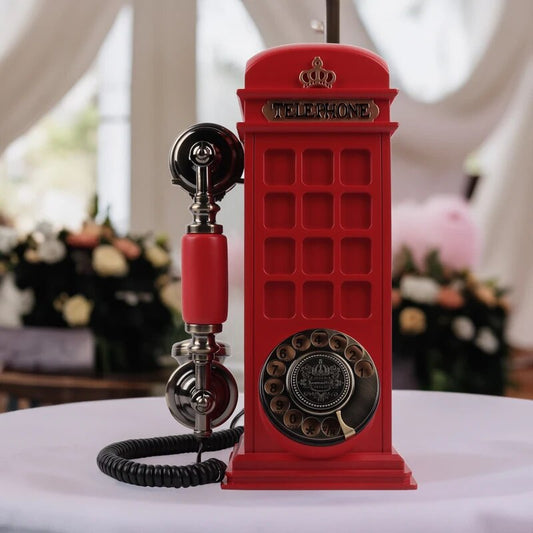 Red Luxury Telephone Box Phone Audio Guest Book, Front